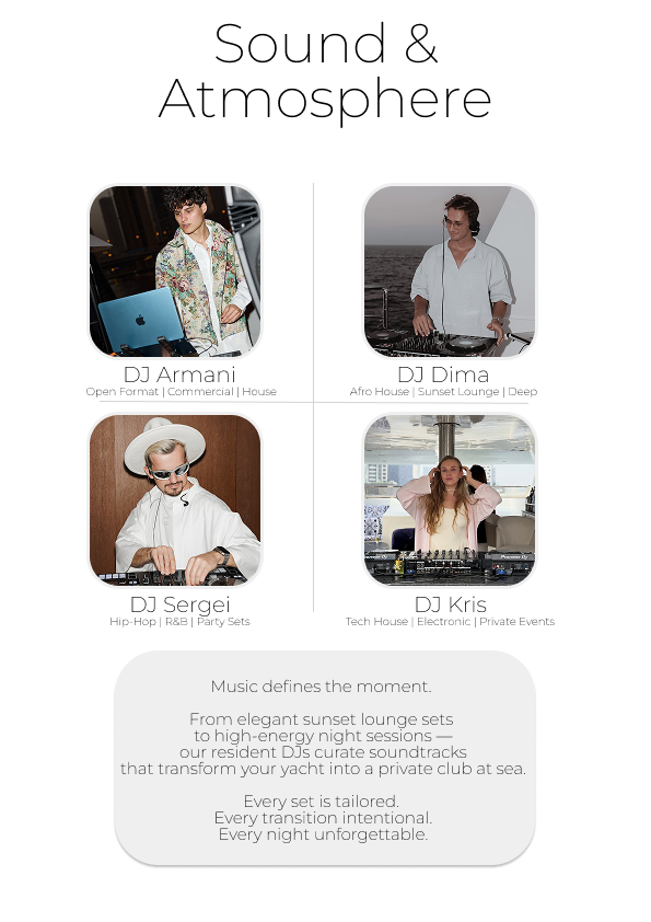 SeaLux resident DJs - Armani, Dima, Sergei, Kris